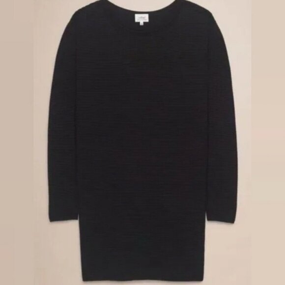 Aritzia Wilfred Cashmere Silk Black Ribbed Knit Sweater Dress Size Large Minimal - Picture 2 of 15